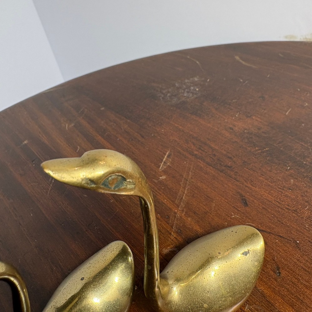 Brass Figurines Gold Swan Whale Duck Vintage MCM Animal Set Decor - Picture 3 of 6